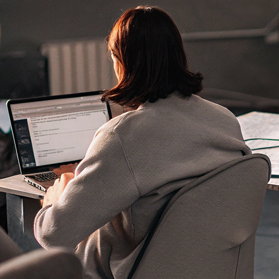 Student working on laptop